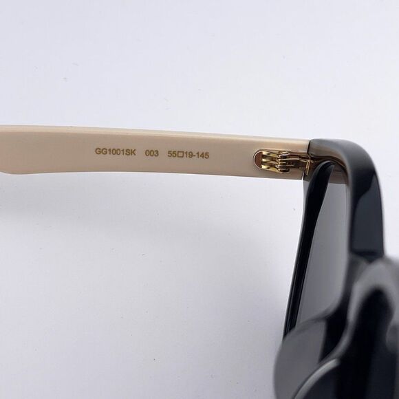 NEW GUCCI LOGO GG1001SK 003 Black White Gray Rectangle Women Sunglasses - Picture 11 of 12